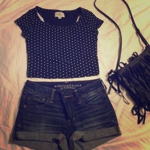 American Eagle polka dot crop top